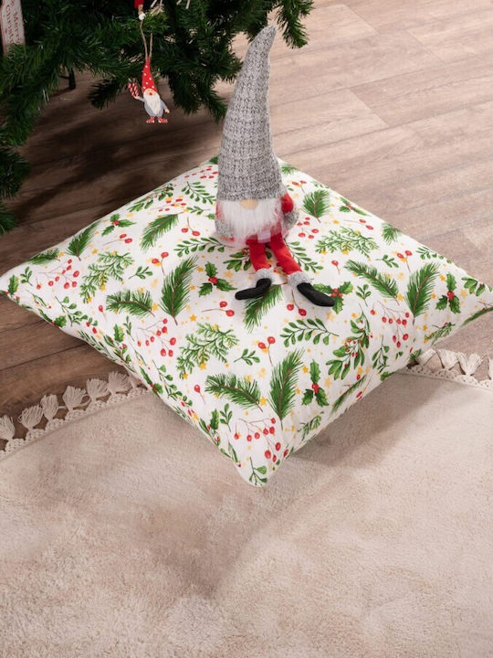 Teoran Christmas Decorative Pillow Mainz Square Green 45x45pcs with Stuffing