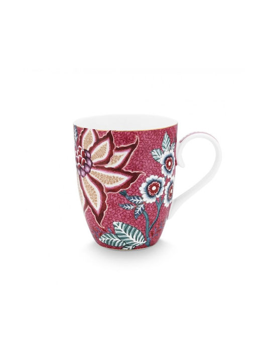PiP Studio Flower Festival Κούπα από Πορσελάνη Dark Pink 145ml