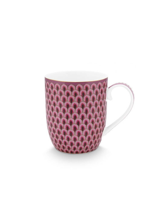 PiP Studio Flower Festival Porcelain Cup Dark Pink 145ml