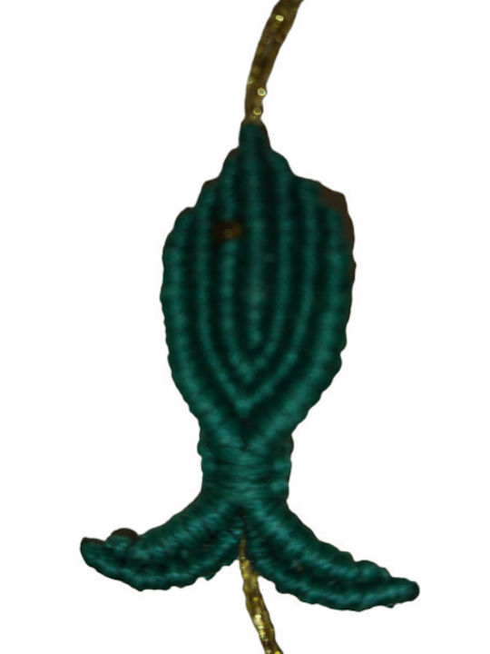 Bracelet with macrame technique cypress green fish