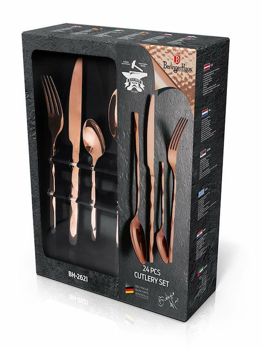 Berlinger Haus Black Smith Collection Σετ Μαχαιροπίρουνα Ανοξείδωτα Ροζ Χρυσό 24τμχ
