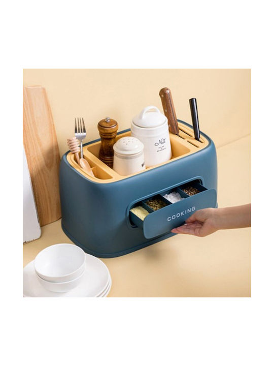 Lalos Plastic Tabletop Spice Rack Organizer Blue