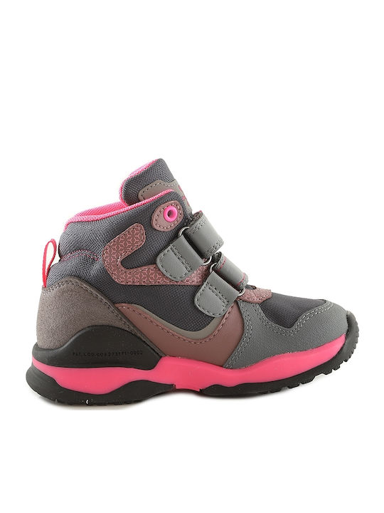 Anatomical Leather Kids Snow Boots with Velcro Pink