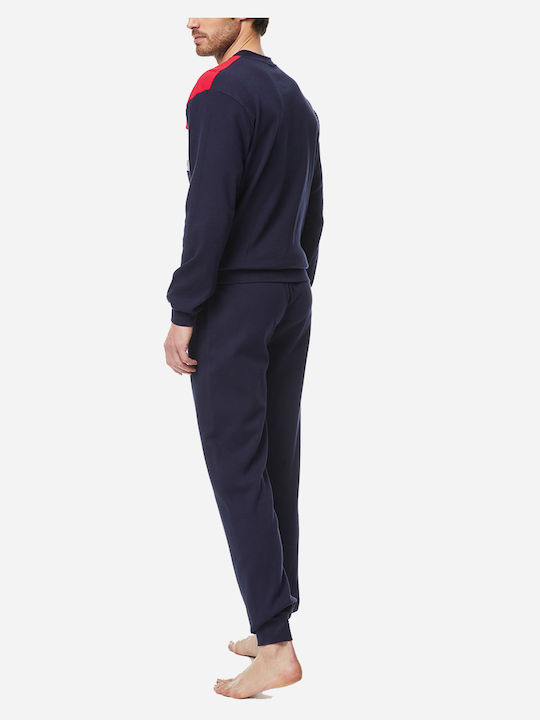 Minerva Men's Winter Cotton Pajamas Set Navy Blue