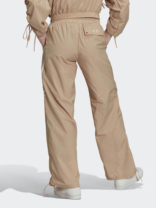 Adidas 3-Stripes Ruched Damen-Sweatpants Breit Magic Beige