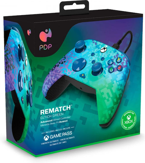 PDP Rematch Wired Gamepad for Xbox Series Glitch Green