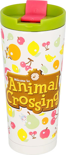 Stor Animal Crossing Glass Thermos Stainless Steel 425ml Multicolour with Mouthpiece