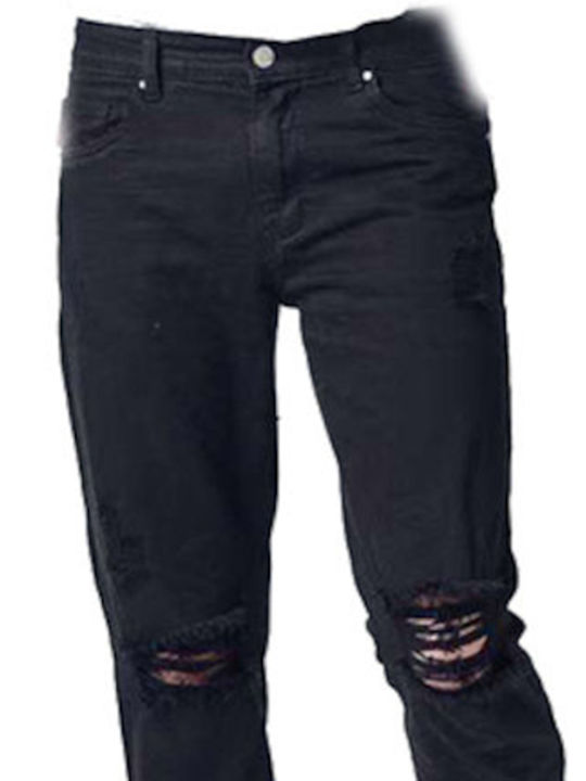 BLACK JEANS TROUSERS ΜΕ ΣΚΙΣΙΜΑΤΑ ΣΤΟ ΓΟΝΑΤΟ Y380