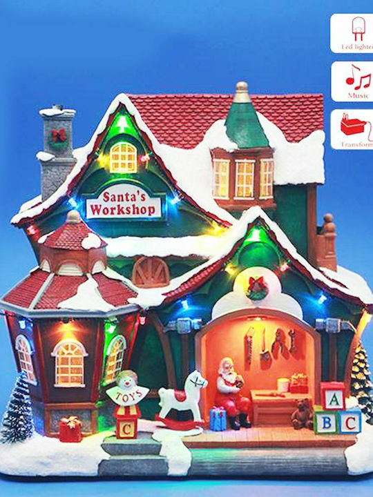 Iliadis Christmas Illuminated Decorative House with Battery with Music and Movement 28x28x17cm.