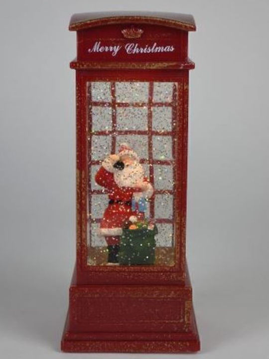 TnS Christmas Decorative Lighted Telephone Booth with Santa Claus 25cm Τηλεφωνικός Θάλαμος Με Άγιο Βασίλη