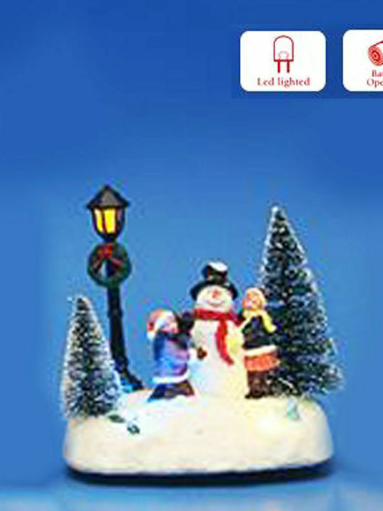 Iliadis Christmas Plastic Illuminated SNowman Figure Multicolour Battery 12.5x12x7.5cm