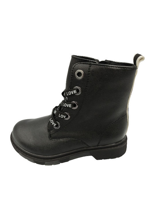 Kinderstiefel mit Schnürsenkeln Schwarz
