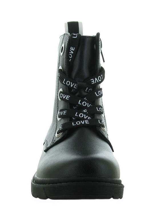 Kinderstiefel mit Schnürsenkeln Schwarz