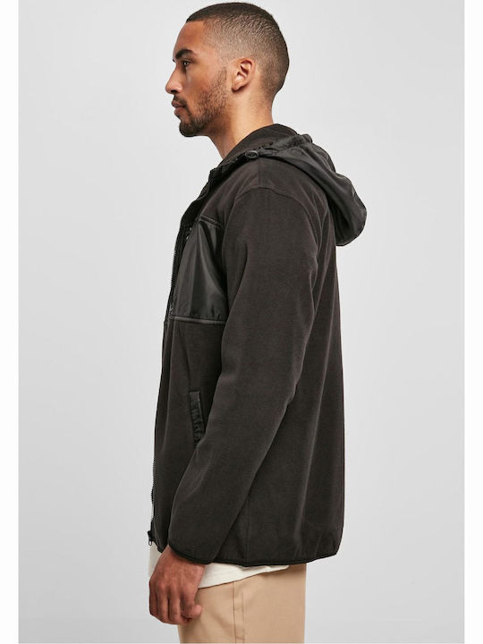 Men's Fleece Jacket Hooded Black