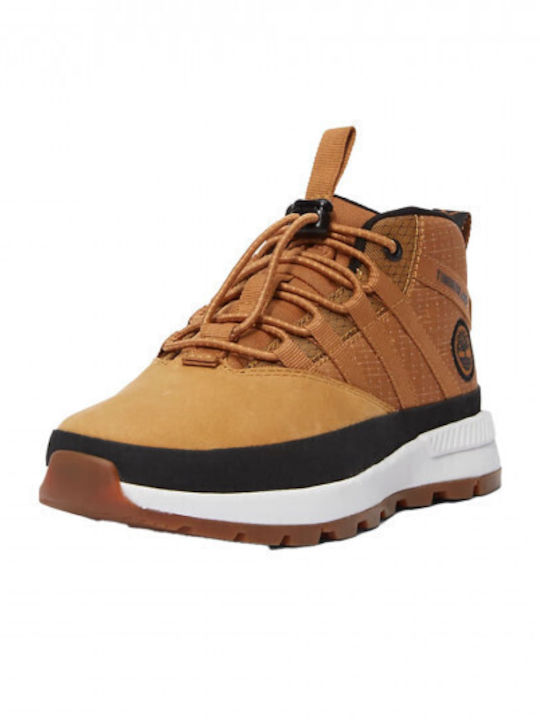 EURO TREKKER Leather Kids Boots with Laces Beige