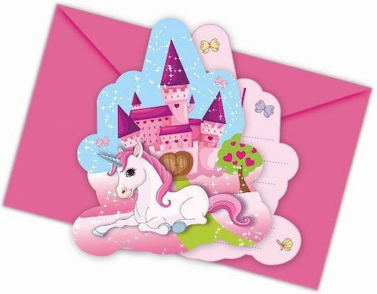 Procos Einladungen Einhörner Unicorn 6Stück 85675Party-Einladungen