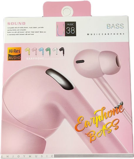 Ακουστικά Ψείρες In Ear U Music 38 Ροζ