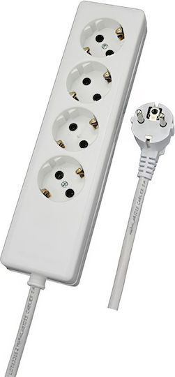 CHaralampidis Four-socket Side 3m Cable T-Shaped Wall Plug 4 Positions with Cable 3m