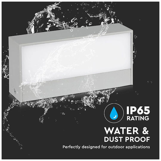 V-TAC Wall-Mounted Outdoor Ceiling Light LED IP65 12W with Cool White Light Double Beam 23x10x9εκ.