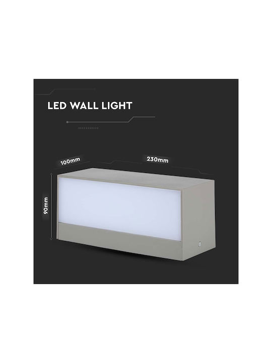 V-TAC Wall-Mounted Outdoor Ceiling Light LED IP65 12W with Cool White Light Double Beam 23x10x9εκ.
