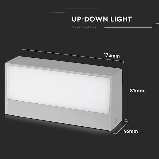V-TAC Wall-Mounted Outdoor Ceiling Light LED IP65 9W with Cool White Light Double Beam 17.3x8.1x4.6εκ.