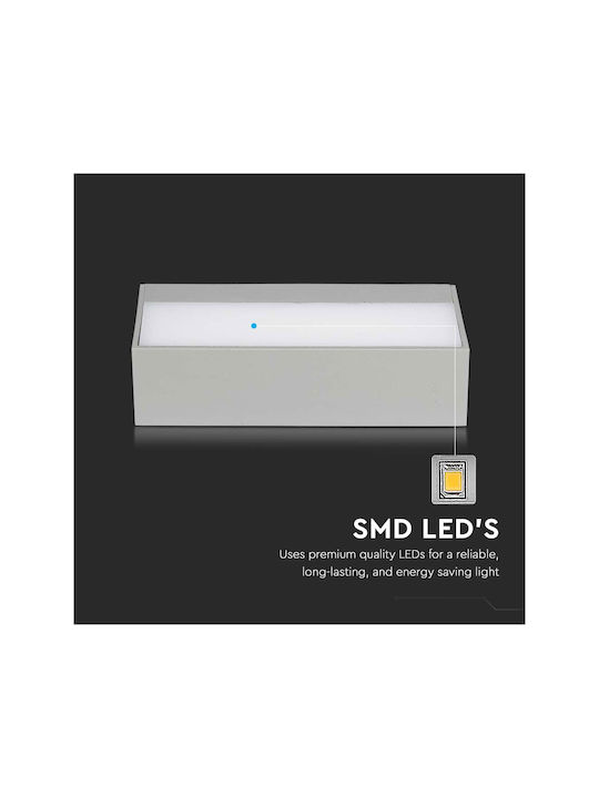 V-TAC Επιτοίχια Εξωτερική Πλαφονιέρα LED IP65 9W με Ψυχρό Λευκό Φως Διπλής Δέσμης 17.3x8.1x4.6εκ.
