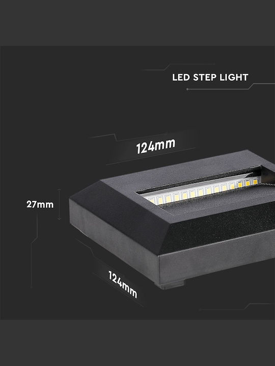 V-TAC Επιτοίχιο Εξωτερικό Σποτ LED IP65 2W με Θερμό Λευκό Φως 12.4x12.4εκ.