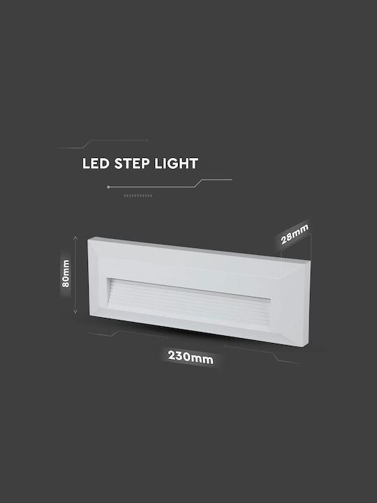 V-TAC Wandmontierte Außen-Deckenleuchte LED IP65 3W mit Natürliches Weiß Licht 23x8εκ.