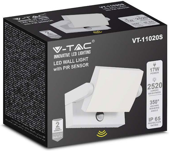 V-TAC Wandmontierte Außen-Deckenleuchte LED IP65 17W mit Warmweiß Licht 21.2x16.5x10εκ.
