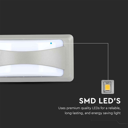 V-TAC Wall-Mounted Outdoor LED Ceiling Lamp IP65 12W With Cool White Light 23x11x7.6cm