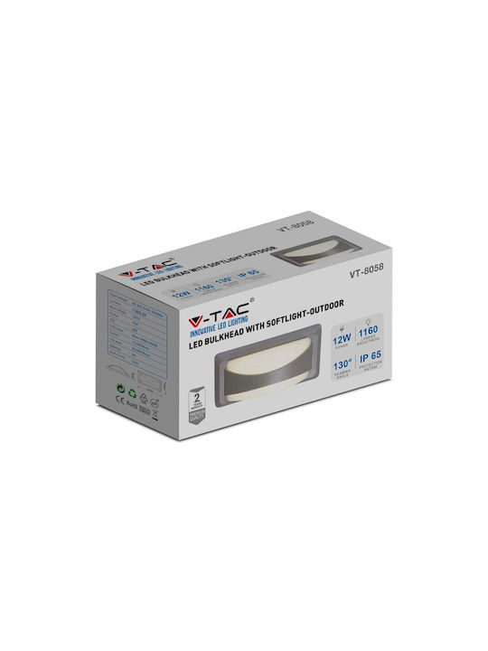 V-TAC Wall-Mounted Outdoor Ceiling Light LED IP65 12W with Warm White Light 23x11x7.6εκ.