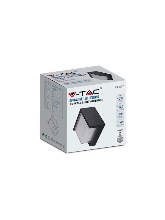 V-TAC Επιτοίχια Εξωτερική Πλαφονιέρα LED IP65 12W με Θερμό Λευκό Φως 16x16x10εκ.
