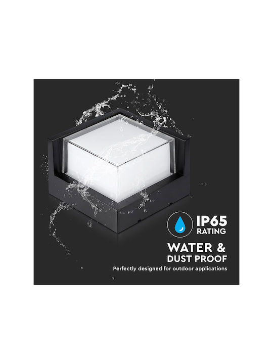 V-TAC Επιτοίχια Εξωτερική Πλαφονιέρα LED IP65 12W με Θερμό Λευκό Φως 16x16x10εκ.