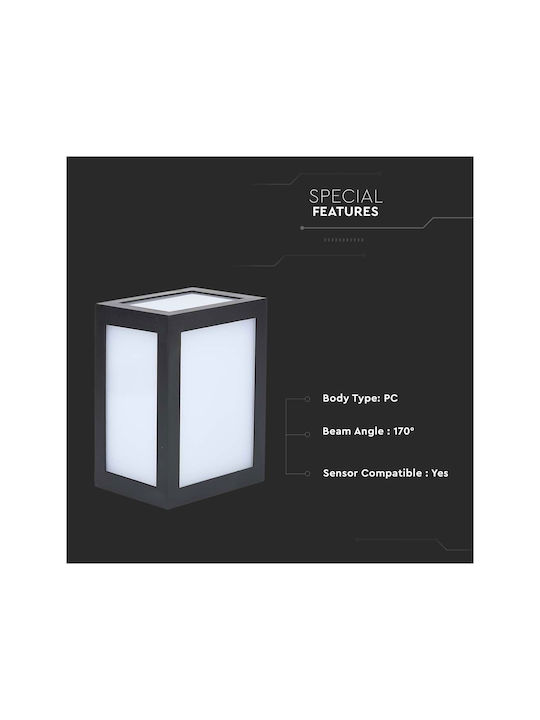 V-TAC Επιτοίχια Εξωτερική Πλαφονιέρα LED IP65 12W με Φυσικό Λευκό Φως 16x10.8x13εκ.