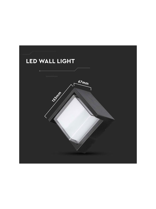 V-TAC Επιτοίχια Εξωτερική Πλαφονιέρα LED IP65 7W με Θερμό Λευκό Φως 13.3x13.3x6.7εκ.