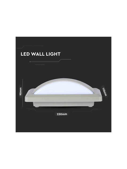 V-TAC Wall-Mounted Outdoor Ceiling Light LED IP65 12W with Natural White Light 23x11x7.6εκ.