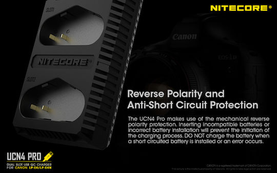 NiteCore Dublu Încărcător de baterii UCN4 Pro 9060060228 Compatibil cu Canon