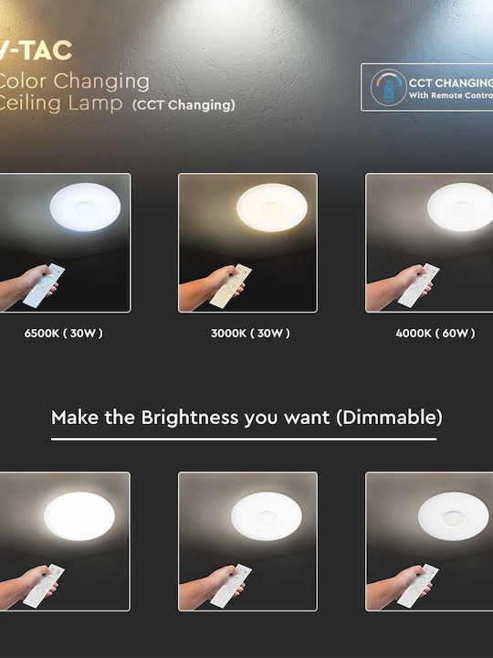 V-TAC Στρογγυλό Εξωτερικό LED Panel 30W με Ρυθμιζόμενο Λευκό Φως 49.4εκ.