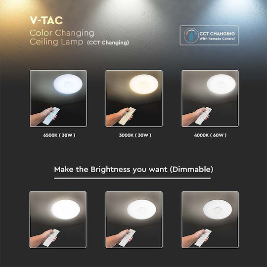 V-TAC Rund Draußen LED Panel 30W mit Warm zu kühlem Weiß Licht