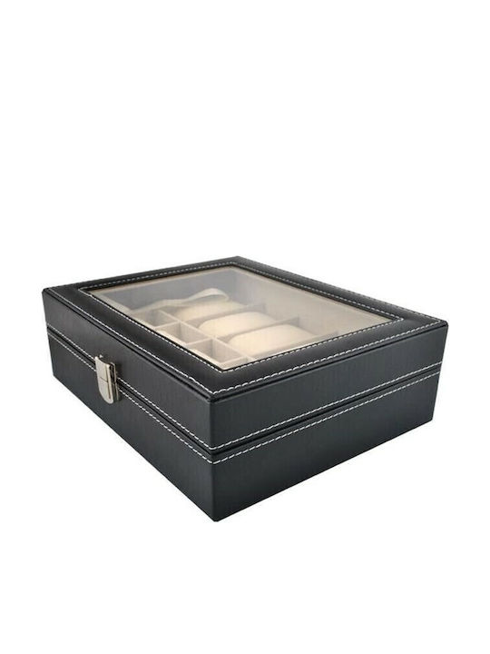Iso Trade Wooden Case with transparent lid for 10 watches in Black color B01MXG05PY