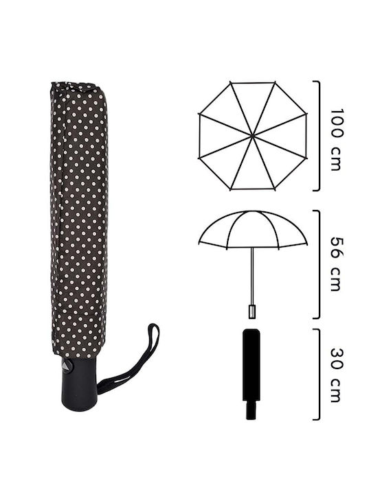 Winddicht Regenschirm Kompakt Dot Black