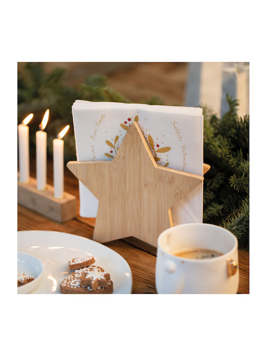 Raeder Christmas Case for Paper Napkins Wooden Beige L18.5xW18xH5cm.