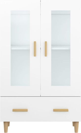 Wall Living Room Display Cabinet made of Particleboard with Glass White 70x31x115cm