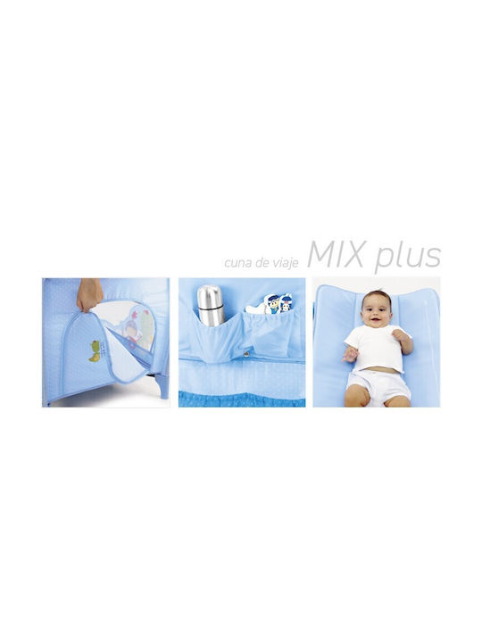 Asalvo Mix Plus Παρκοκρέβατο 2 Επιπέδων με Αλλαξιέρα & Στρώμα Γαλάζιο 65x125cm