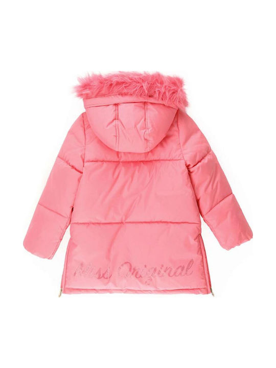 Kinderjacken & Winterjacken Langes Gesteppt mit Futter & Kapuze Rosa