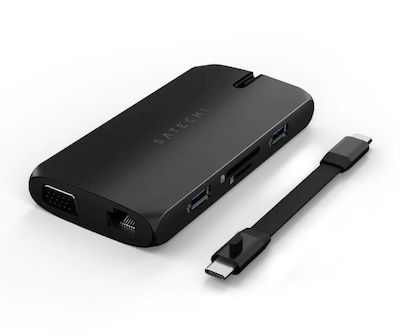 Satechi USB-C Docking Station mit HDMI 4K PD Ethernet Schwarz (ST-UCMBAK)