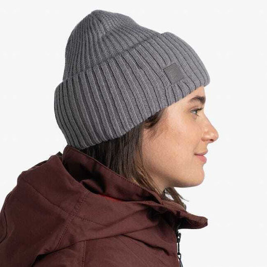 Rutger Beanie Unisex Beanie with Rib Knit in Gray color