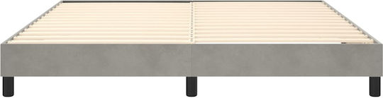 Double Bed Base Upholstered with Light Gray Fabric for Mattress 160x200cm