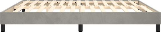 Double Bed Base Upholstered with Light Gray Fabric for Mattress 160x200cm