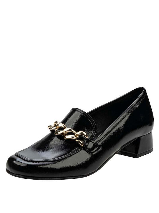 Stefania Patent Leather Black Low Heels